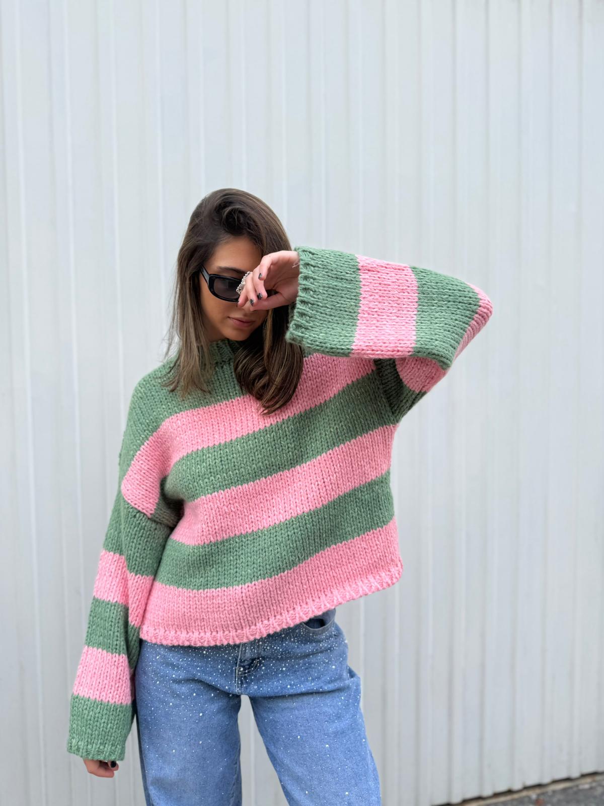 Sweater Tali - Verde/Rosa - Imagen 2