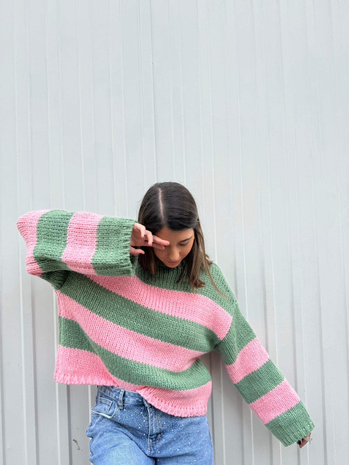 Sweater Tali - Verde/Rosa - Imagen 3