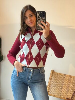 Sweater Crumble - Bordo/Celeste