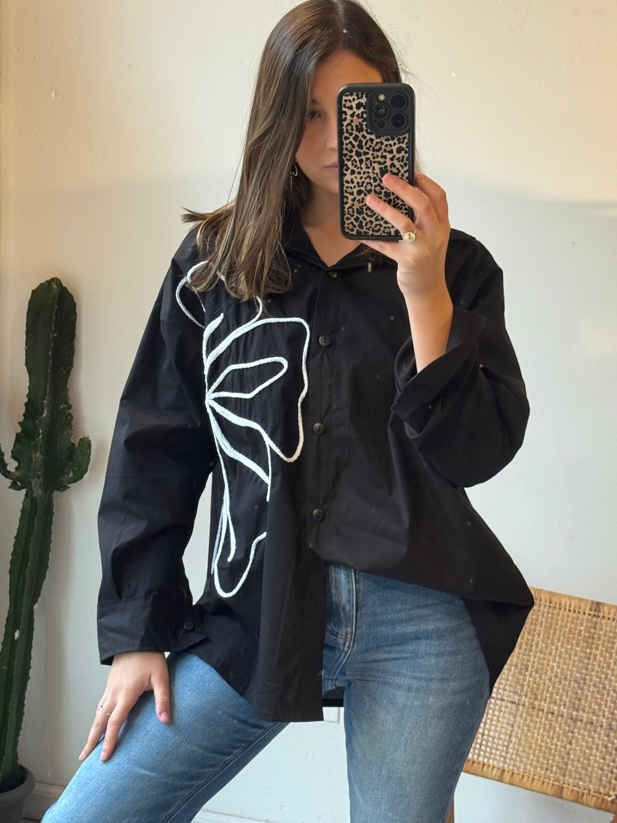 Camisa Kendra Flower - Negro - Imagen 4