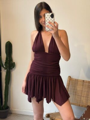 Vestido Vichy - Bordo