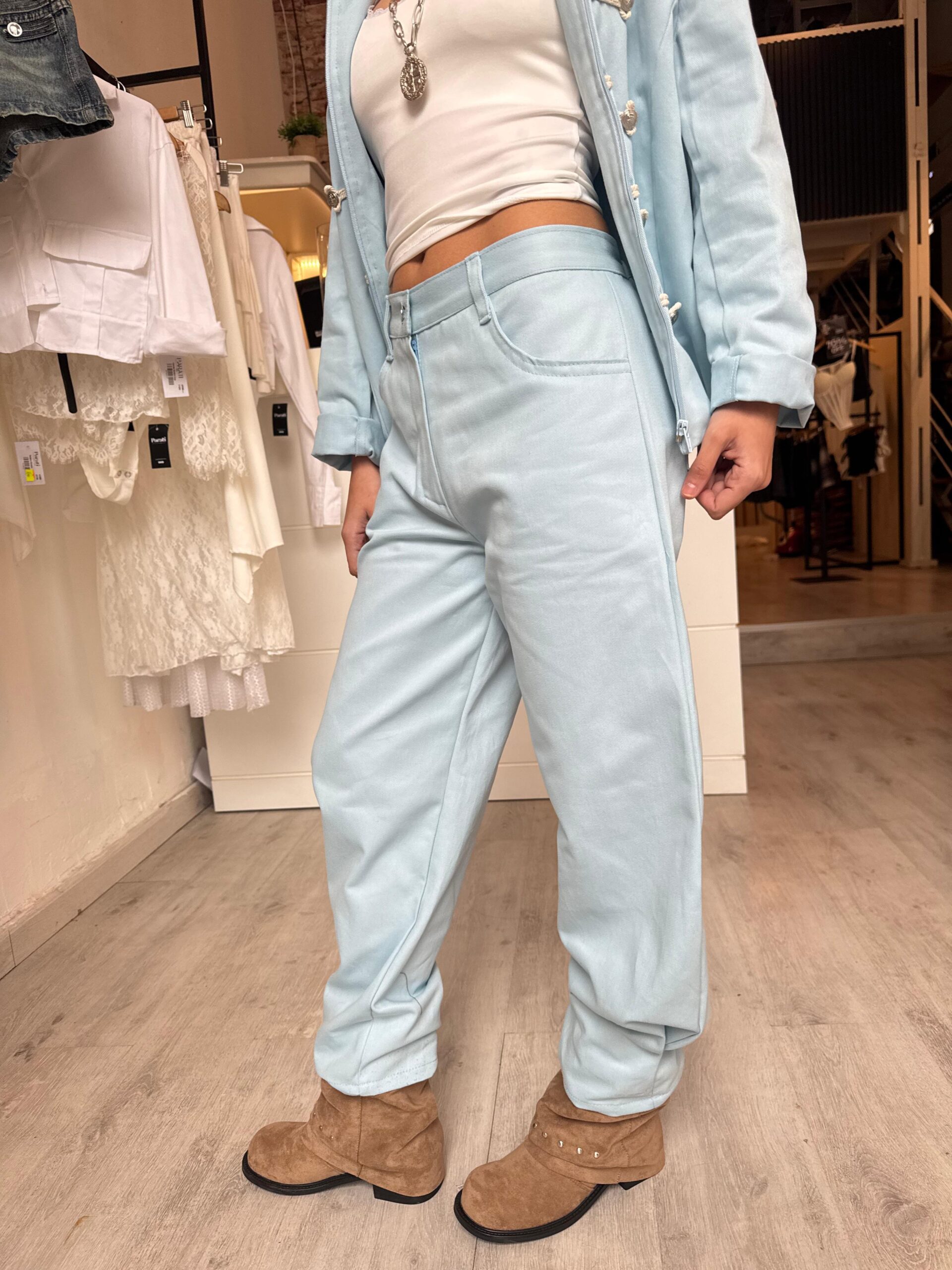 Pantalón Barrel Kendra - Celeste - Imagen 2