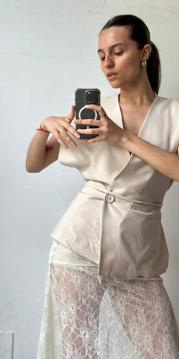 chaleco sastrero beige